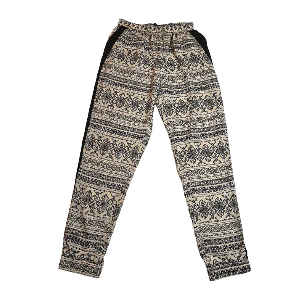 Romeo & Juliet Couture Boho Print Tuxedo Stripe Jogger Pants Size S Festival